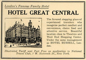 1923 Ad Hotel Grand Central London West End Shopping - ORIGINAL ADVERTISING TRV1