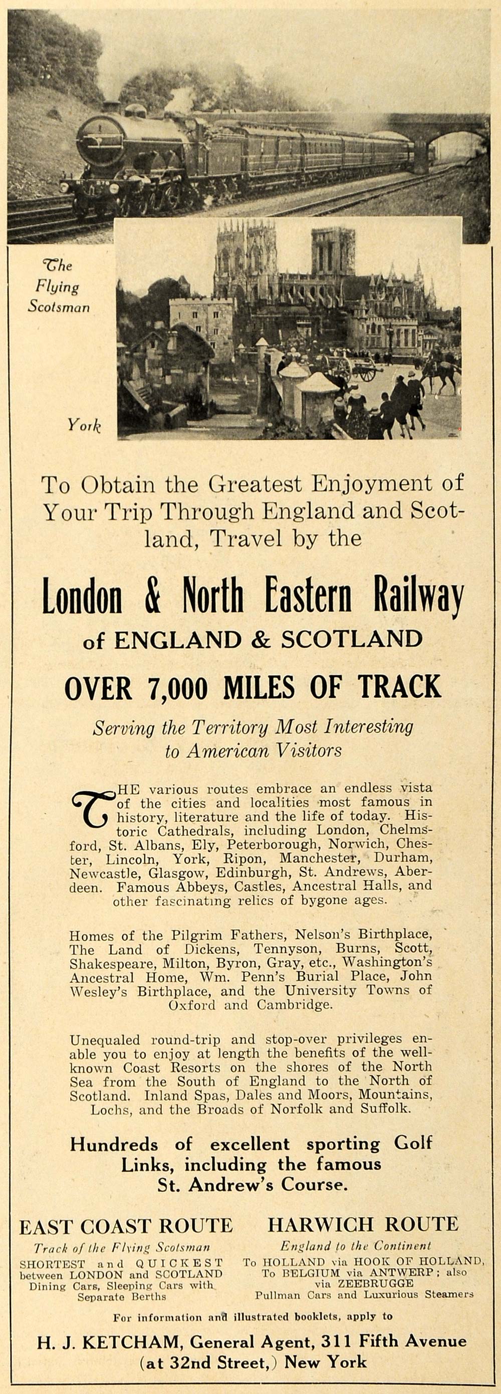 1923 Ad London North Eastern Railway Train Tour Routes - ORIGINAL TRV1