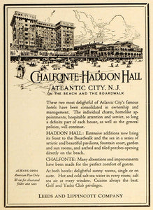 1921 Ad Chalfonte Haddon Hall Atlantic City New Jersey - ORIGINAL TRV1