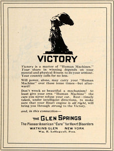 1918 Ad Glen Springs Victory Human Machine Sanitarium - ORIGINAL TRV1