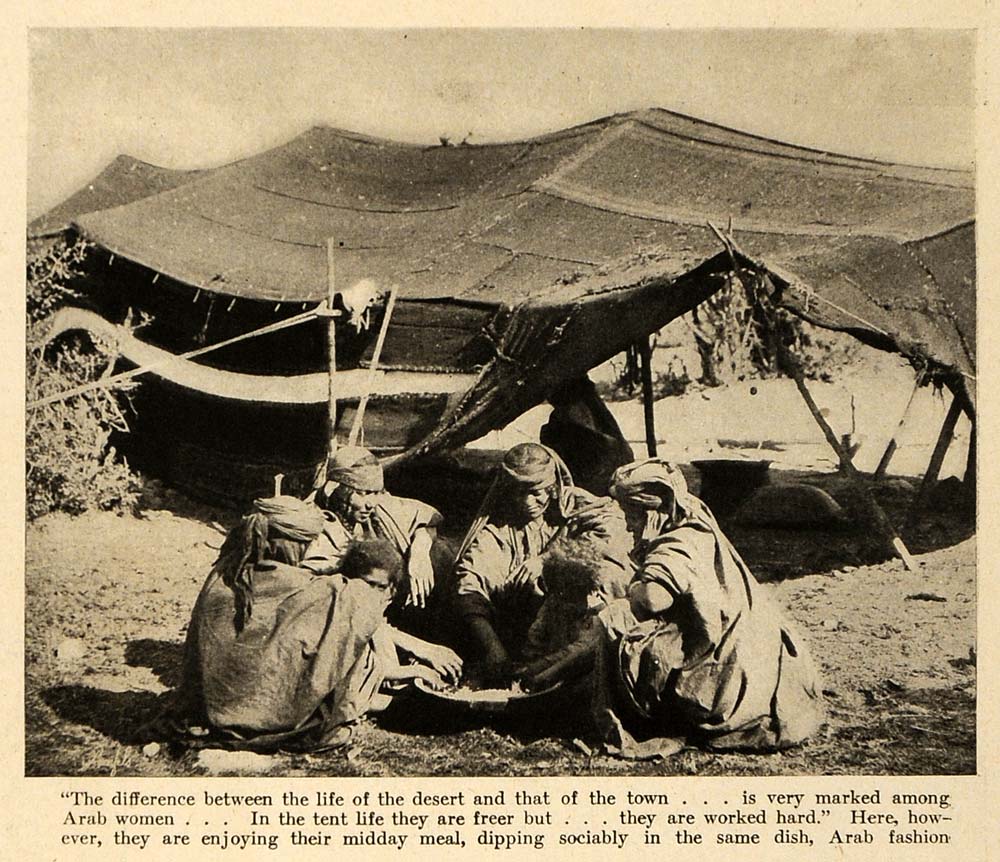 1919 Print Arabia Arab Women Tribe Costume Desert Tent ORIGINAL HISTORIC TRV1