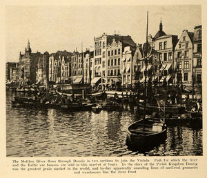 1919 Print Mottlau River Danzig Poland Vistula Gdansk - ORIGINAL HISTORIC TRV1