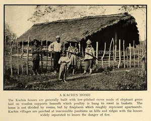 1921 Print Kachin Home Elephant Grass Burma Culture - ORIGINAL HISTORIC TRV1