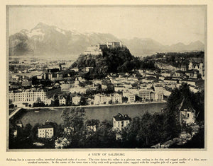 1912 Print Salzburg Austria Aerial View Architecture Mountain Landscape TRV1