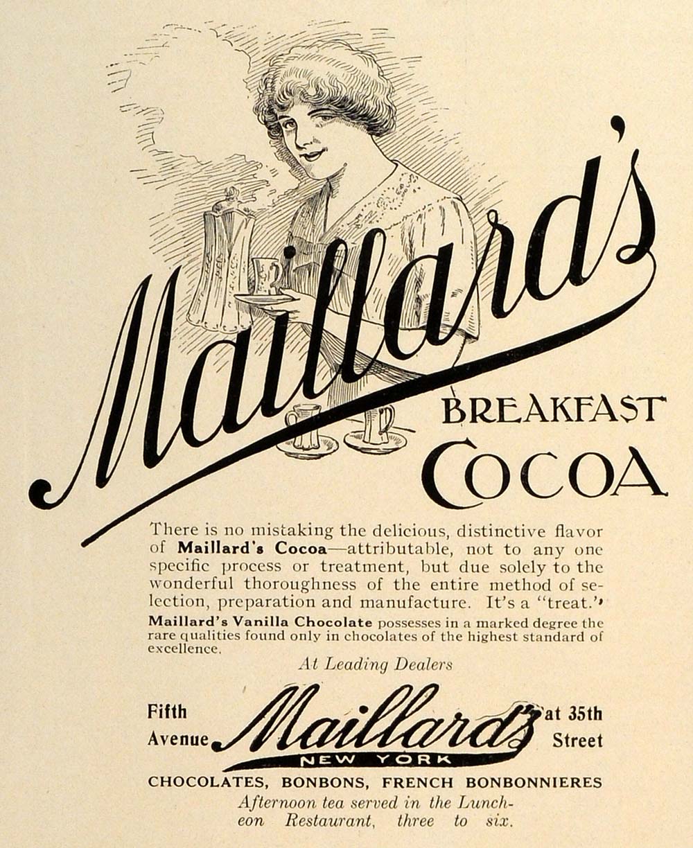 1912 Ad Maillards Breakfast Cocoa Vanilla Chocolate Baking Confectioners TRV1