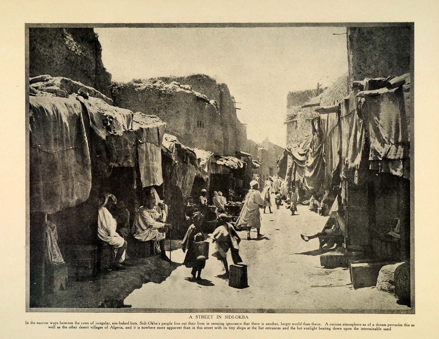 1912 Print Sidi Okba Algeria Streets Huts Shopping District Market Place TRV1