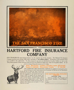 1901 Ad San Francisco Fire Hartford Connecticut Insurance Elk Big Game TRV1