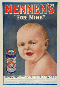 1909 Ad Gerhard Mennen Borated Talcum Toilet Powder Tin Baby Toiletry Skin TRV1