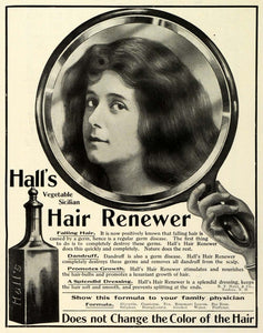 1909 Ad Hall Vegetable Sicilian Thinning Hair Care Renewer Bottle Dandruff TRV1