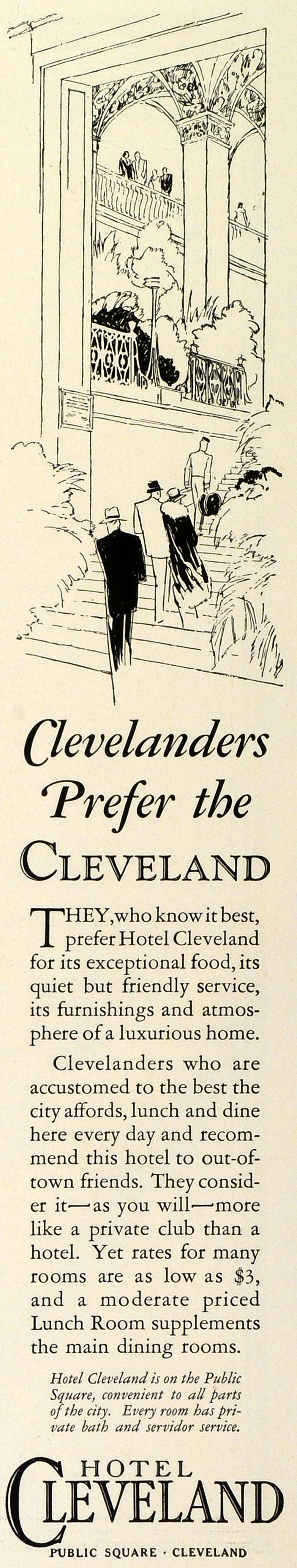 1927 Ad Hotel Cleveland Public Square Ohio Lodging Rates Accommodation TRV1