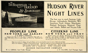 1909 Ad Hudson River Night Line Cruises Searchlight Peoples Citizens TRV1