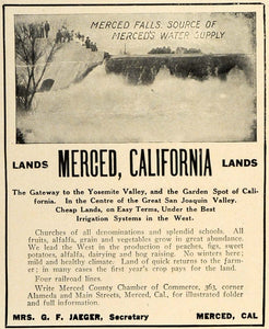 1909 Ad Merced California Chamber Commerce Agriculture Residency Farming TRV1