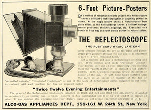 1909 Ad Alco Gas Appliance Reflectoscop Post Card Magic Lantern Slide TRV1