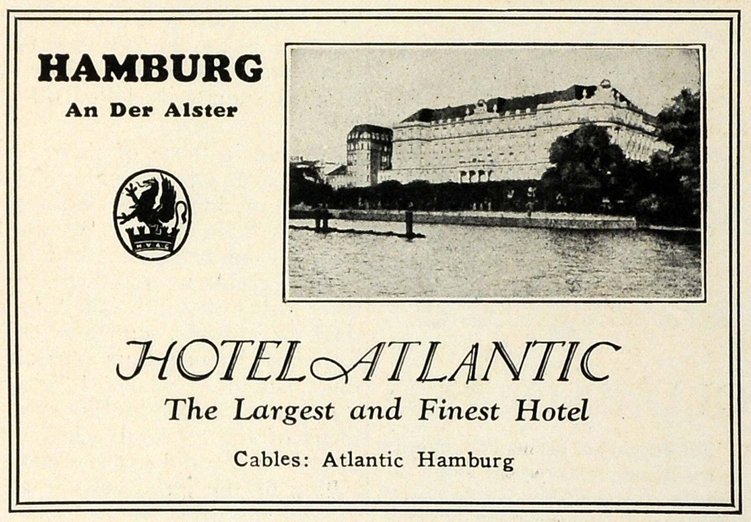 1927 Ad Alster Hamburg Hotel Atlantic Germany Lodging Architecture European TRV1