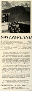 1927 Ad Swiss Federal Railroads Switzerland Travel European Tourism Geneva TRV1