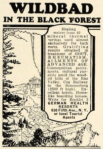 1927 Ad Wildbad Black Forest German Health Resort Hotel Sanitorium TRV1