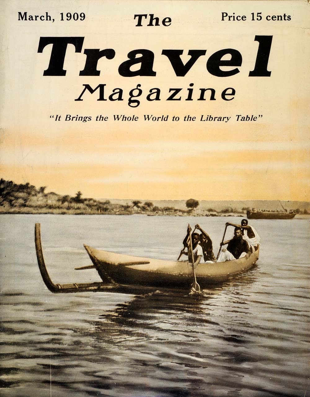 1909 Cover Travel Magazine African Hunters Lake Victoria Nyanza Canoe TRV1
