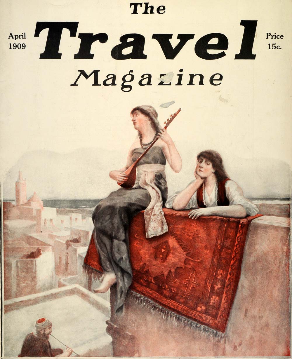 1909 Cover Travel Magazine Orient Terraces Rug Lute Guitar Musical TRV1