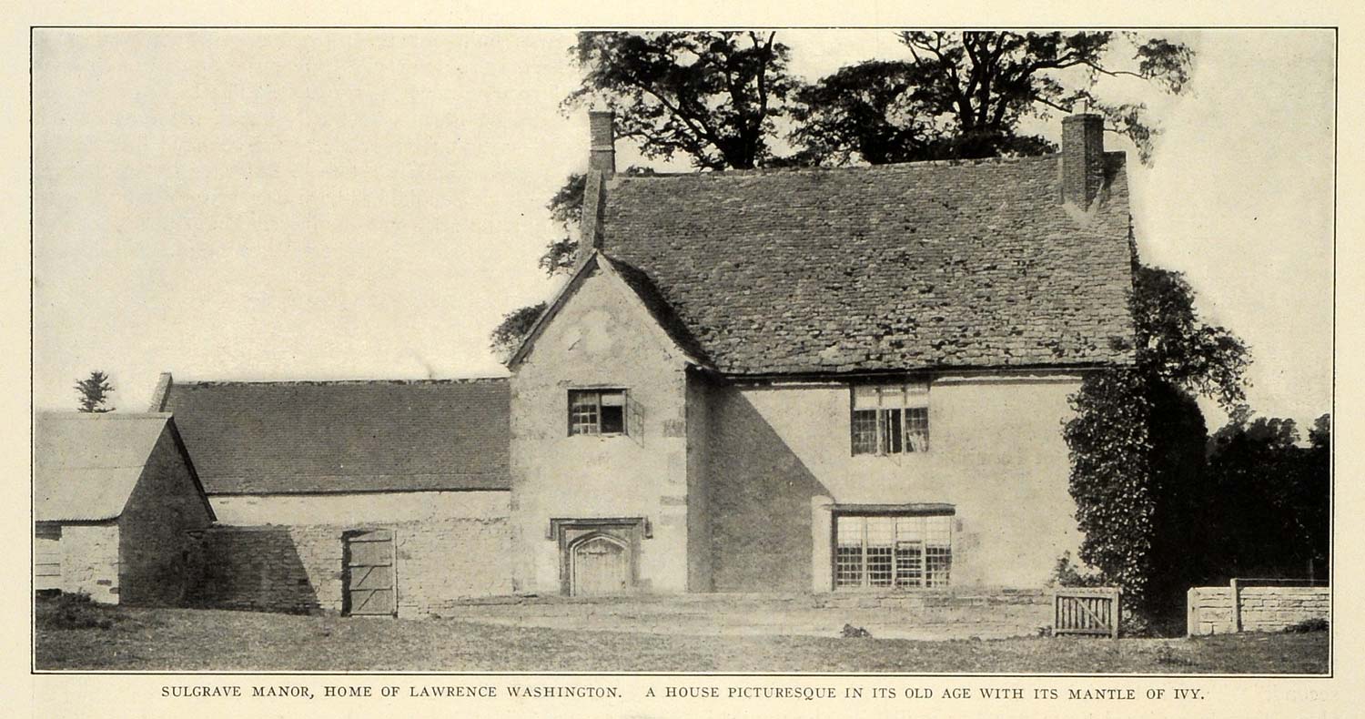 1909 Print Ancestral Home Lawrence Washington Sulgrave Manor Brington TRV1