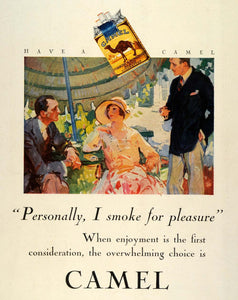 1928 Ad Camel Cigarettes Tobacco Flapper Fashion Pleasure Smoking R J TRV1