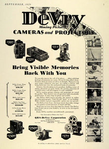 1929 Ad Vintage Devry Cameras Slide Projectors Moving Pictures Memories TRV1