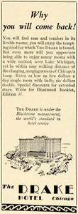 1929 Ad Drake Hotel Resort Chicago Illinois Lodging Amenities Rates TRV1