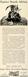1929 Ad South Africa Tourism Travel Zulu Chief Natives Kraal Victoria Falls TRV1