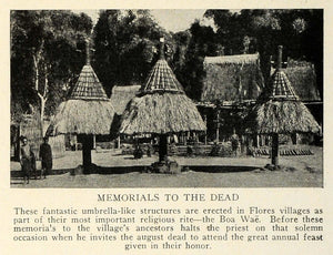 1929 Print Memorials Dead Umbrella Structure Flores Villages Boa Wae TRV1