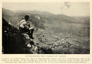 1930 Man Overlooking Valley Ammer Bavaria Germany Alps Ancient Roman TRV1