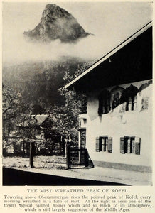 1930 Mist Wreathed Peak Kofel Oberammergau Mountain Alps Bavaria Painted TRV1