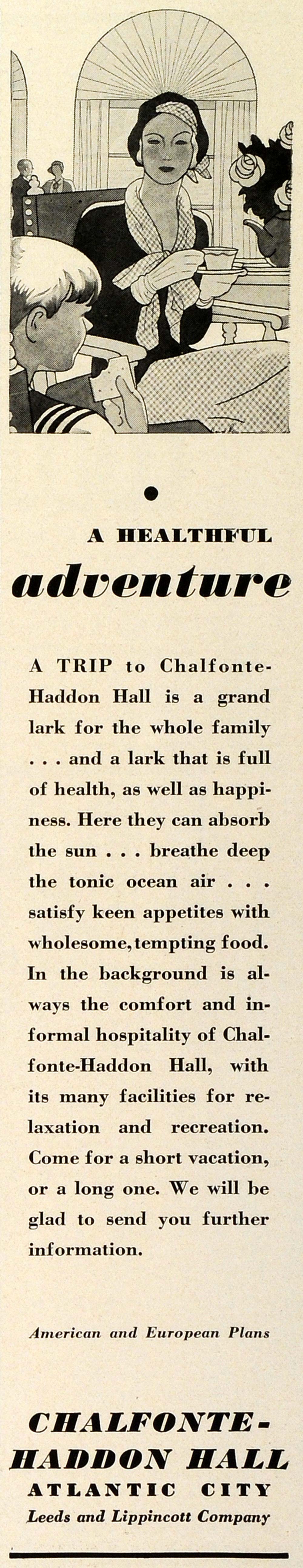 1931 Ad Chalfonte-Haddon Hall Hotel Atlantic City New Jersey Lodging Travel TRV2