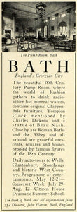 1932 Ad Pump Room Hotel Bath England Luxury Lodging Travel Vacation Resort TRV2