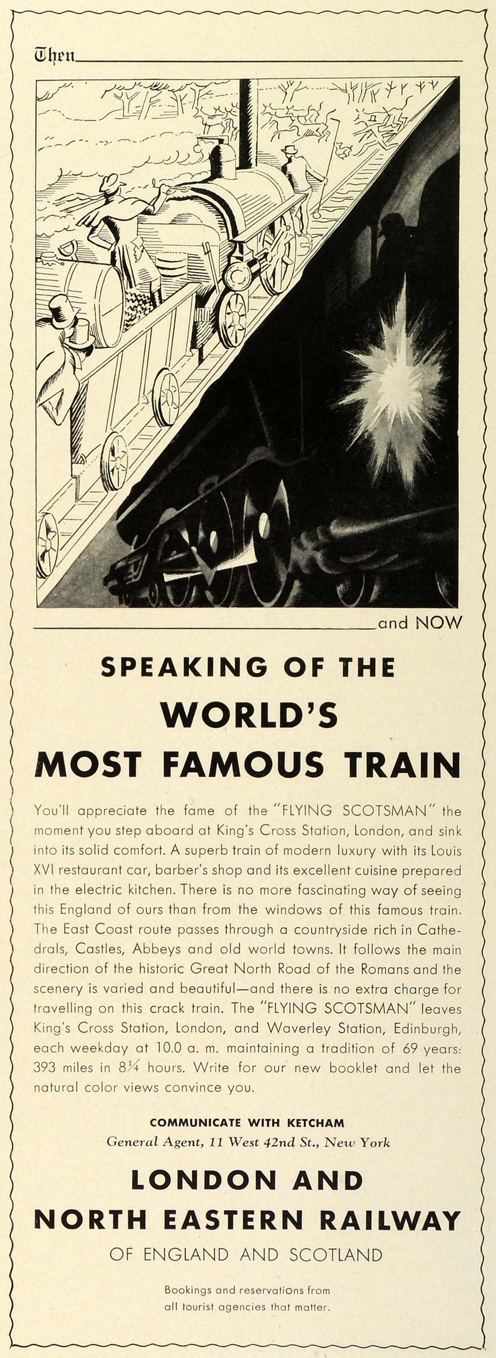 1932 Ad London & North Eastern Railway Vintage Train Railroad New York TRV2
