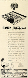 1933 Ad Roney Plaza Hotel Cabana Sun Club Miami Beach Florida Lodging TRV2