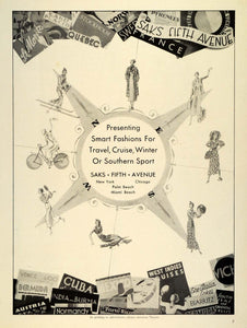 1933 Ad Saks Fifth Avenue Department Store Women Fashion Winter Sport TRV2