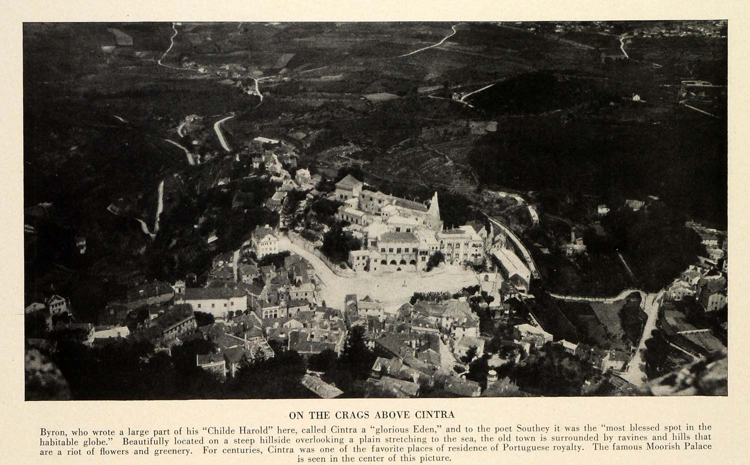 1931 Print Sintra Town Hills Romantic Architecture Portugal Aerial View TRV2