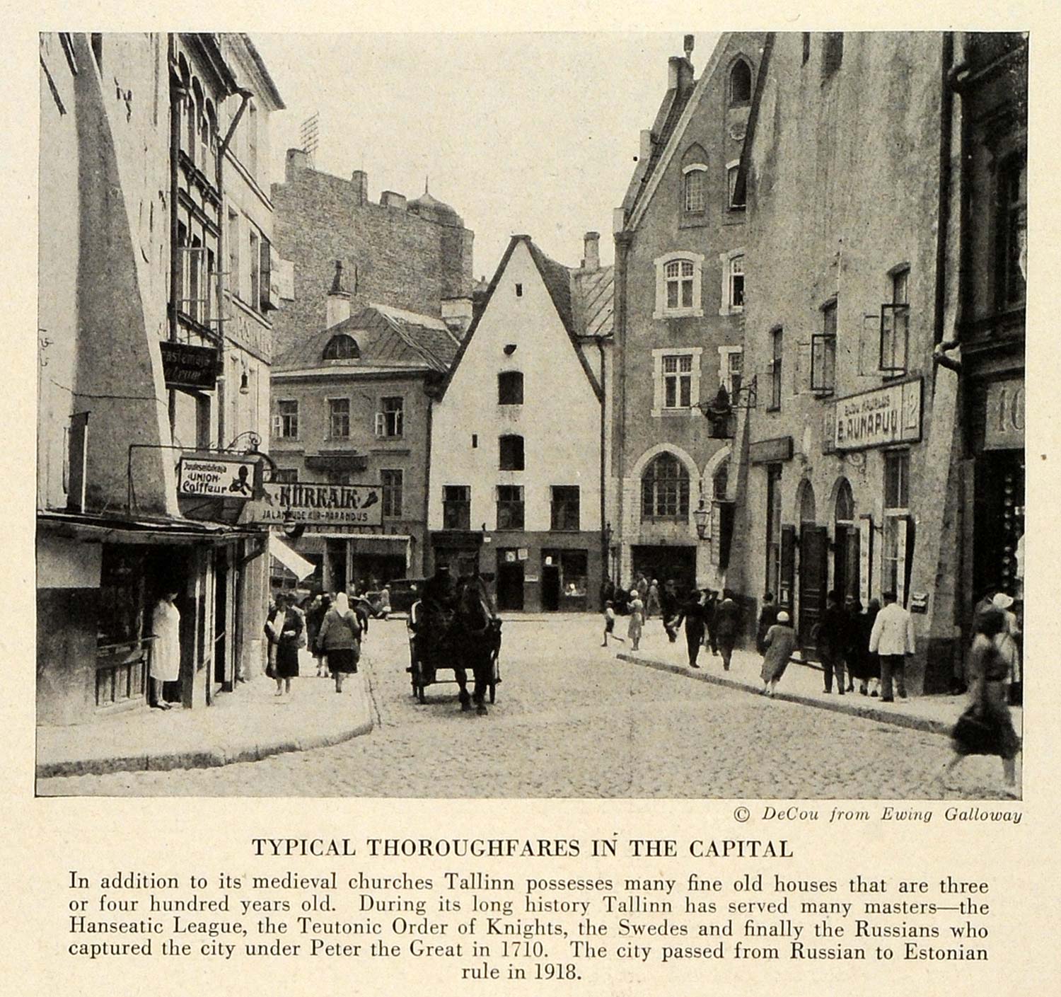 1931 Print Estonia Capital Tallinn City Old Houses Architecture Horse TRV2