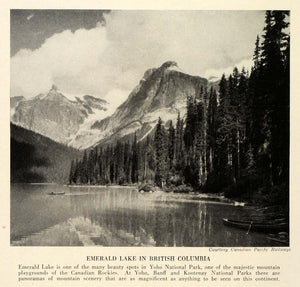 1931 Print Canada British Columbia Mountains Yoho National Park Emerald TRV2