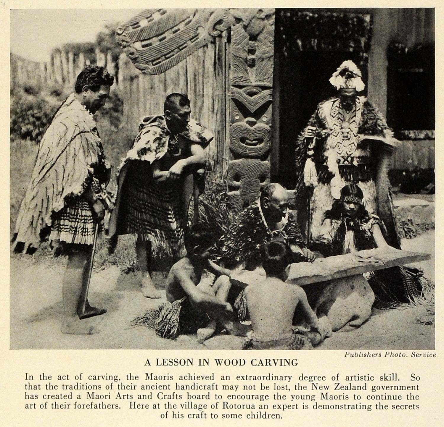 1932 Print New Zealand Rotorua Village Maori Indigenous People Tribe TRV2
