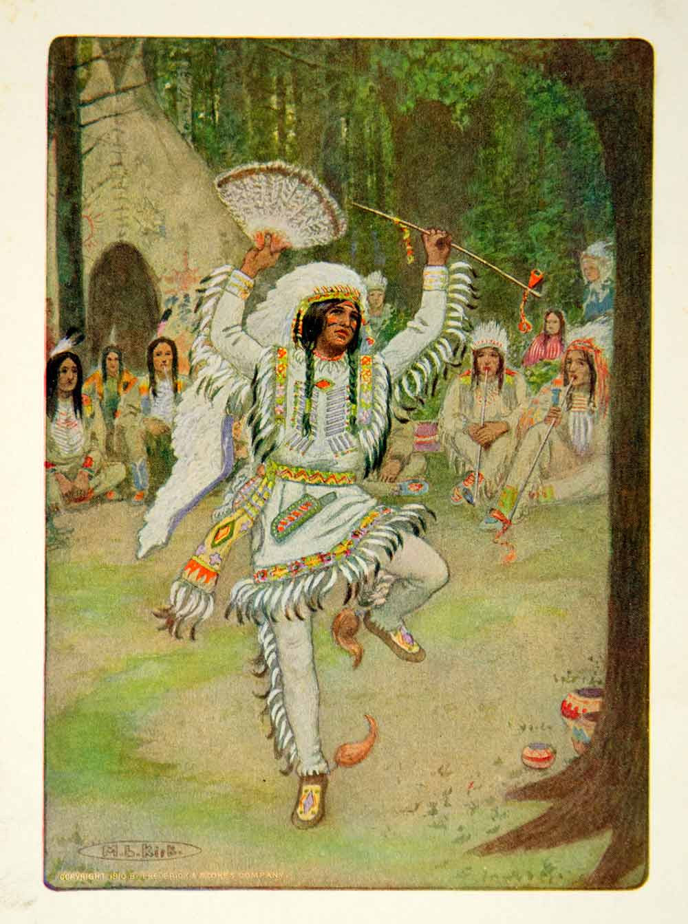 1910 Color Print Maria Louise Kirk Art Song Hiawatha Pau-Puk-Keewis Indian TSH1 - Period Paper
