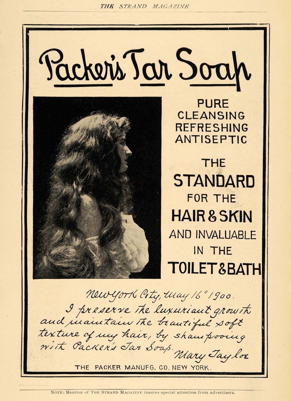 1906 Ad Mary Taylor Letter Packers Tar Soap Hair Skin - ORIGINAL TSM1