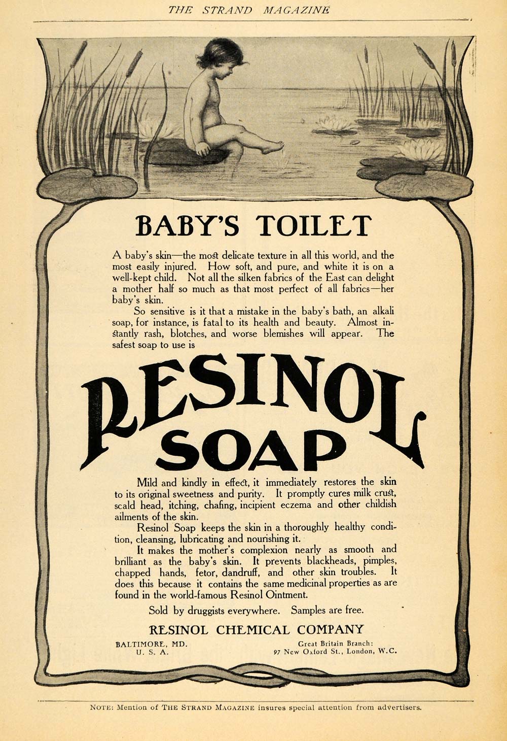 1904 Ad Babys Skin Toilet Soap Resinol Chemical Company - ORIGINAL TSM1