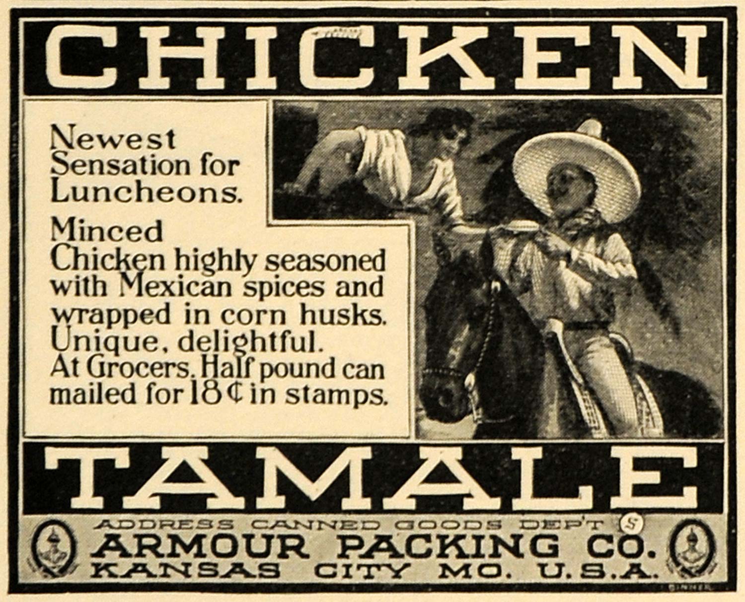 1898 Ad Chicken Tamale Luncheon Armour Packing Company - ORIGINAL TSM1