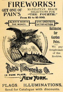 1898 Ad Pains Fireworks July 4 Manhattan Beach Eagle - ORIGINAL ADVERTISING TSM1