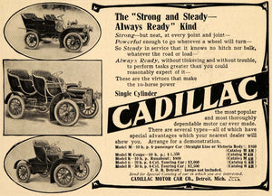 1907 Ad Cadillac Models M K G H Runabout Touring Cars - ORIGINAL TSM1