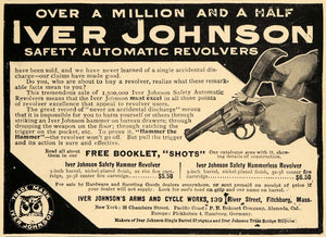 1907 Ad Iver Johnson Safety Automatic Revolvers Hammer - ORIGINAL TSM1