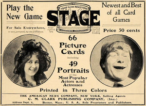 1904 Ad C M Clark Publishing Stage Picture Cards Game - ORIGINAL TSM1