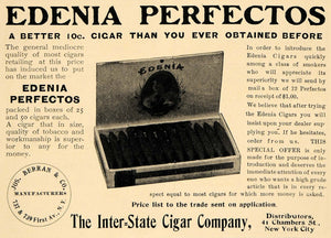1904 Ad Edenia Perfectos Inter-State Cigar Jos. Berran - ORIGINAL TSM1
