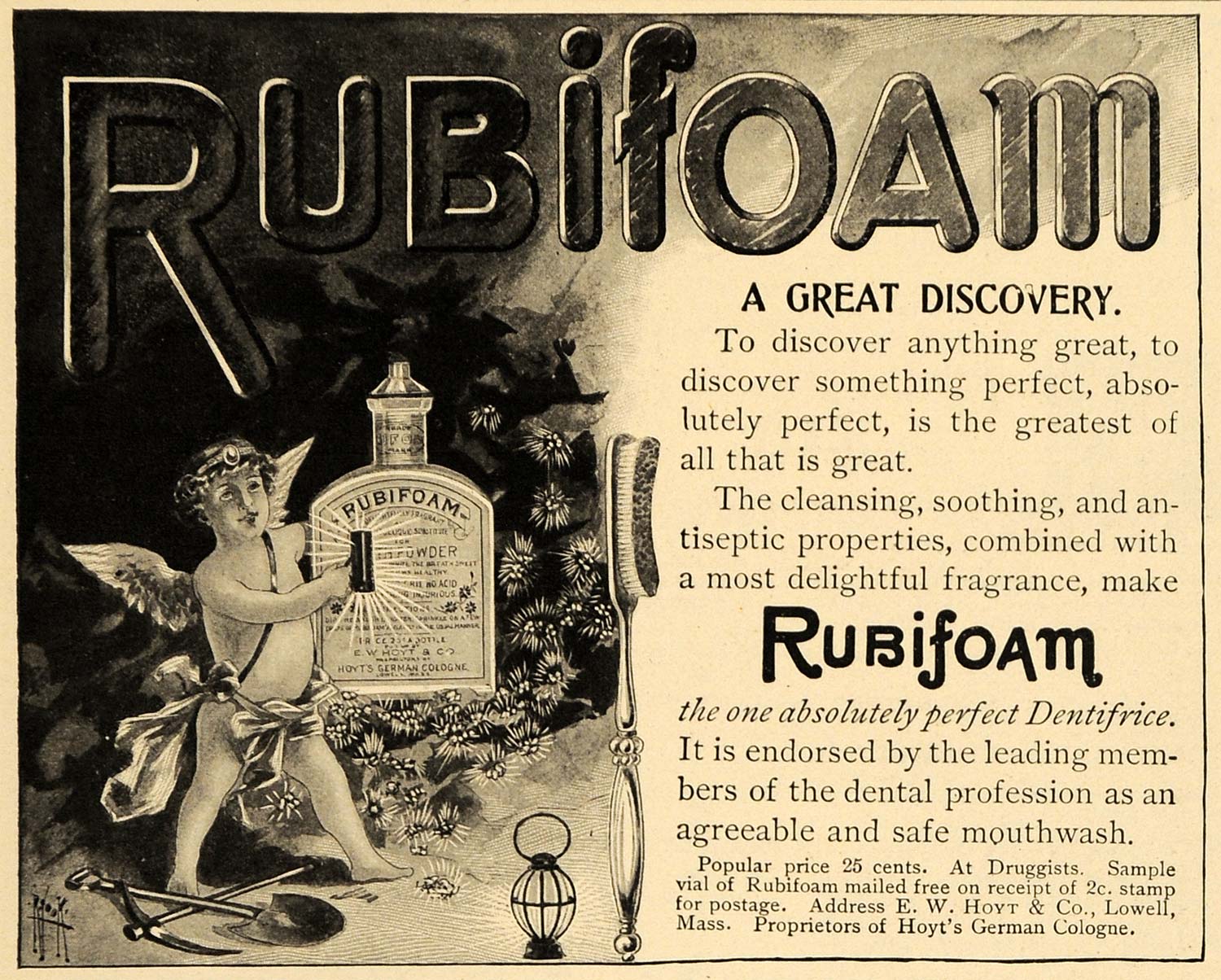 1899 Ad Rubifoam Tooth Fairy Powder Dentifrice E W Hoyt - ORIGINAL TSM1