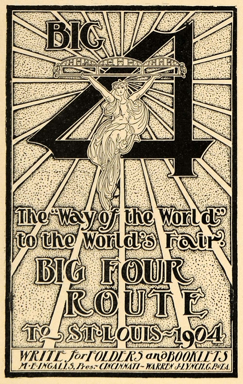 1904 Ad Big Four Route Worlds Fair St Louis Ingalls - ORIGINAL ADVERTISING TSM1